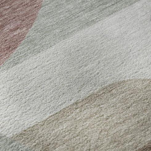 5' X 8' Coffee Mauve And Ivory Geometric Washable Area Rug With UV Protection