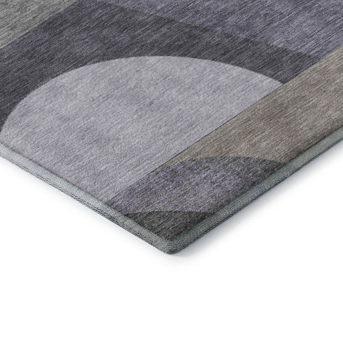 9' X 12' Purple Gray And Beige Geometric Washable Area Rug With UV Protection