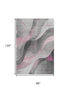 8' X 10' Pink Gray And Silver Abstract Washable Area Rug With UV Protection