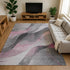 8' X 10' Pink Gray And Silver Abstract Washable Area Rug With UV Protection