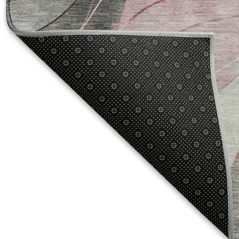 8' X 10' Pink Gray And Silver Abstract Washable Area Rug With UV Protection