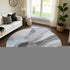 8' Sky Blue Gray And Silver Abstract Washable Round Rug With UV Protection
