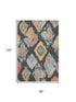 8' X 10' Charcoal Gold And Coral Abstract Geometric Washable Area Rug With UV Protection