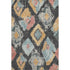 8' X 10' Charcoal Gold And Coral Abstract Geometric Washable Area Rug With UV Protection