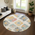 8' Ivory Gold And Blush Abstract Geometric Washable Round Rug With UV Protection
