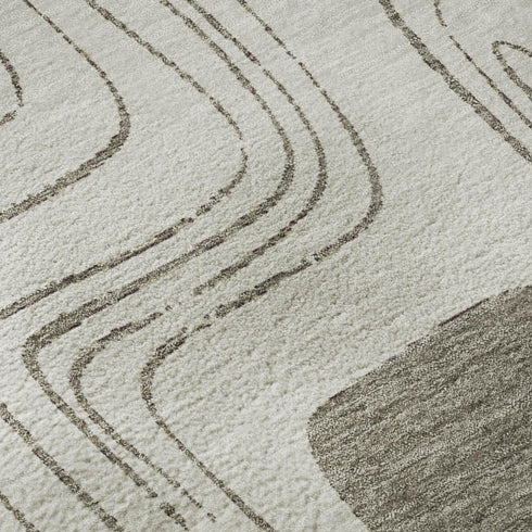 5' X 8' Beige Taupe And Khaki Geometric Washable Area Rug With UV Protection