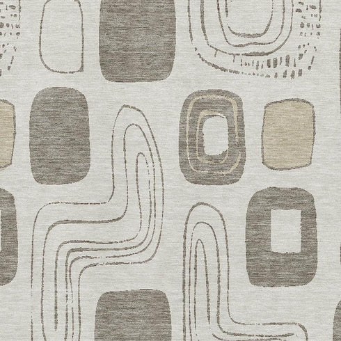 5' X 8' Beige Taupe And Khaki Geometric Washable Area Rug With UV Protection