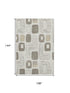 9' X 12' Beige Taupe And Khaki Geometric Washable Area Rug With UV Protection