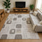 9' X 12' Beige Taupe And Khaki Geometric Washable Area Rug With UV Protection