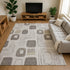 9' X 12' Beige Taupe And Khaki Geometric Washable Area Rug With UV Protection