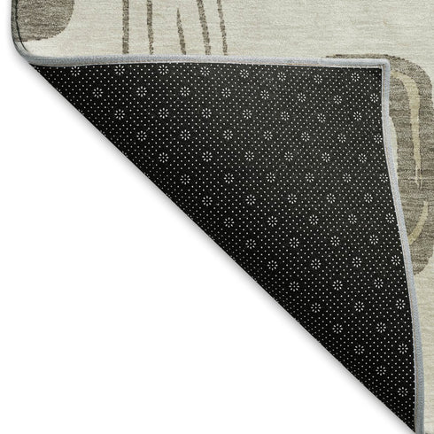 9' X 12' Beige Taupe And Khaki Geometric Washable Area Rug With UV Protection