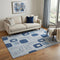5' X 8' Blue Sky Blue And Ivory Geometric Washable Area Rug With UV Protection