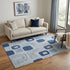 5' X 8' Blue Sky Blue And Ivory Geometric Washable Area Rug With UV Protection