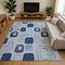 9' X 12' Blue Sky Blue And Ivory Geometric Washable Area Rug With UV Protection