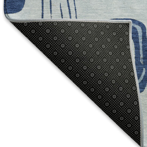 9' X 12' Blue Sky Blue And Ivory Geometric Washable Area Rug With UV Protection