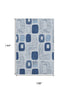 9' X 12' Blue Sky Blue And Ivory Geometric Washable Area Rug With UV Protection