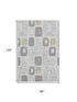8' X 10' Gray Silver And Gold Geometric Washable Area Rug With UV Protection