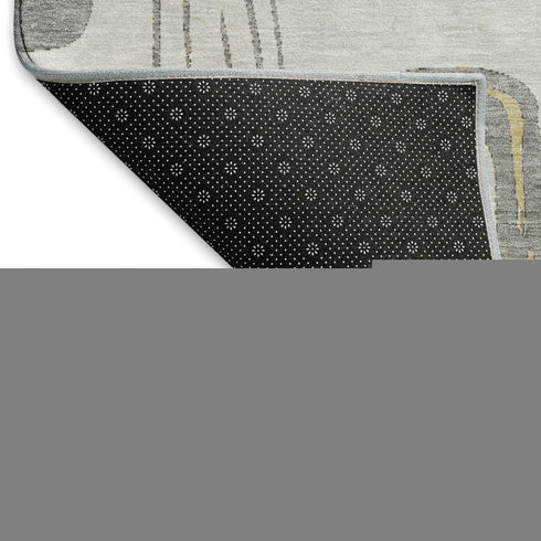 8' X 10' Gray Silver And Gold Geometric Washable Area Rug With UV Protection