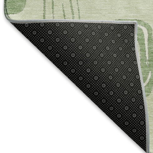 8' X 10' Mint Green And Ivory Geometric Washable Area Rug With UV Protection