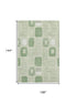 9' X 12' Mint Green And Ivory Geometric Washable Area Rug With UV Protection