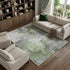 9' X 12' Green Ivory And Gray Abstract Washable Area Rug With UV Protection