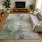 9' X 12' Green Ivory And Gray Abstract Washable Area Rug With UV Protection