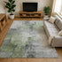 9' X 12' Green Ivory And Gray Abstract Washable Area Rug With UV Protection