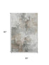 5' X 8' Ivory Gray And Beige Abstract Washable Area Rug With UV Protection
