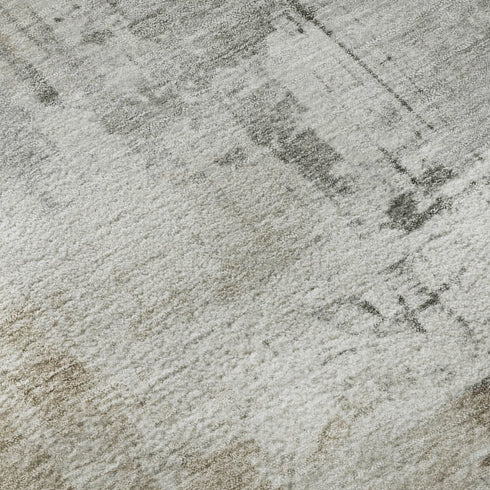 5' X 8' Ivory Gray And Beige Abstract Washable Area Rug With UV Protection