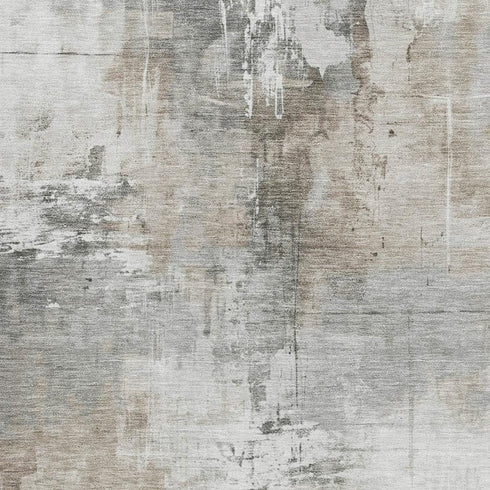 5' X 8' Ivory Gray And Beige Abstract Washable Area Rug With UV Protection