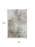 8' X 10' Ivory Gray And Beige Abstract Washable Area Rug With UV Protection