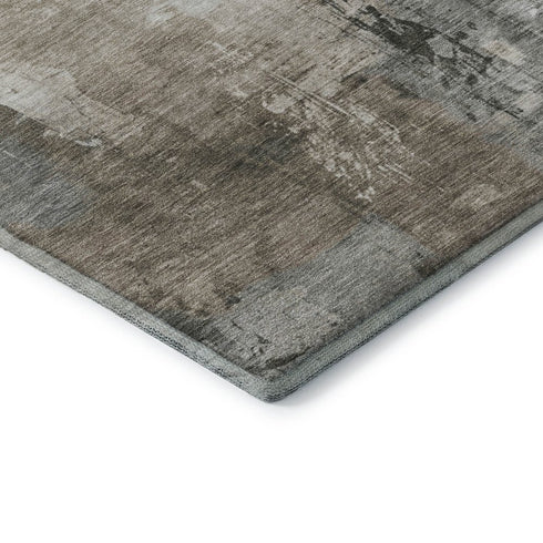 8' X 10' Ivory Gray And Beige Abstract Washable Area Rug With UV Protection