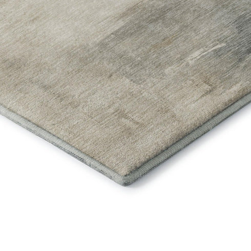 5' X 8' Beige Ivory And Gray Abstract Washable Area Rug With UV Protection