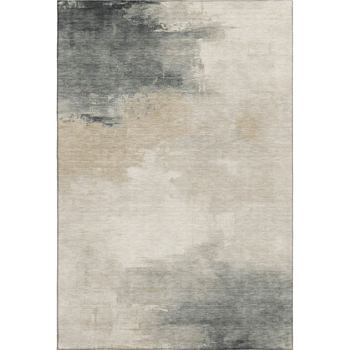 8' X 10' Beige Ivory And Gray Abstract Washable Area Rug With UV Protection