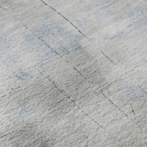 5' X 8' Denim Blue Gray And Silver Abstract Washable Area Rug With UV Protection