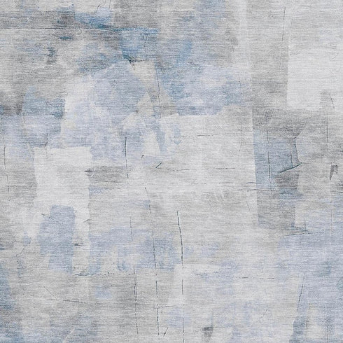 5' X 8' Denim Blue Gray And Silver Abstract Washable Area Rug With UV Protection