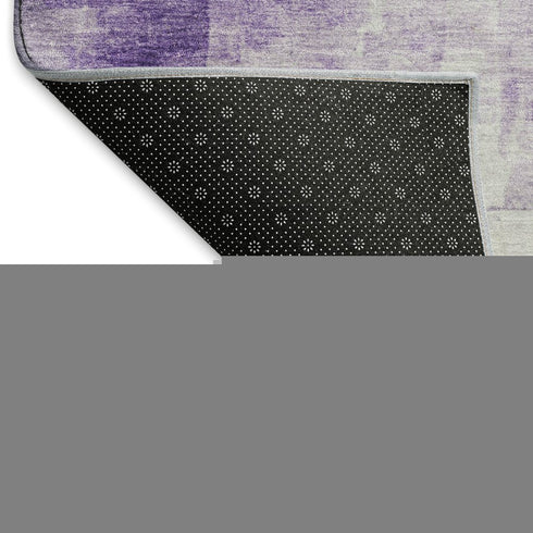 5' X 8' Lavender Silver And Gray Abstract Washable Area Rug With UV Protection
