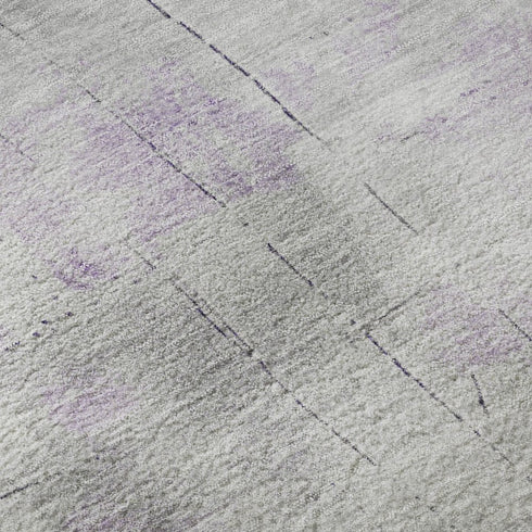 5' X 8' Lavender Silver And Gray Abstract Washable Area Rug With UV Protection