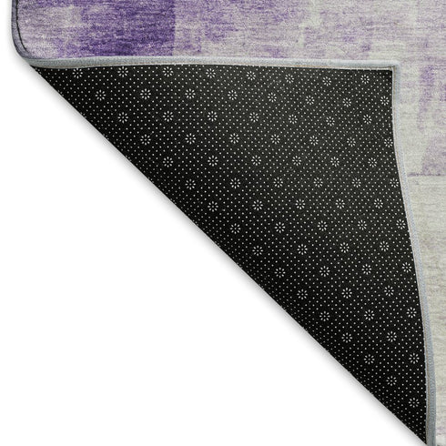 8' X 10' Lavender Silver And Gray Abstract Washable Area Rug With UV Protection