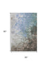 5' X 8' Denim Blue Ivory And Taupe Abstract Washable Area Rug With UV Protection