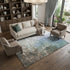8' X 10' Denim Blue Ivory And Taupe Abstract Washable Area Rug With UV Protection