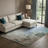 9' X 12' Denim Blue Ivory And Taupe Abstract Washable Area Rug With UV Protection
