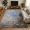 9' X 12' Denim Blue Ivory And Taupe Abstract Washable Area Rug With UV Protection
