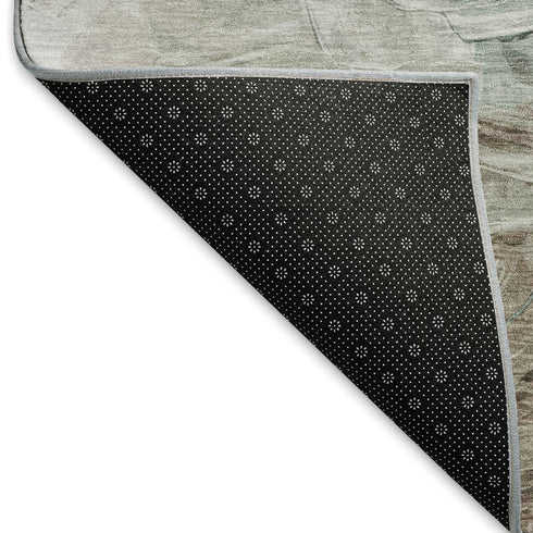 9' X 12' Denim Blue Ivory And Taupe Abstract Washable Area Rug With UV Protection