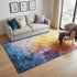 5' X 8' Gold Yellow And Teal Abstract Washable Area Rug With UV Protection