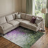8' X 10' Purple Green And Ivory Abstract Washable Area Rug With UV Protection