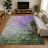 8' X 10' Purple Green And Ivory Abstract Washable Area Rug With UV Protection