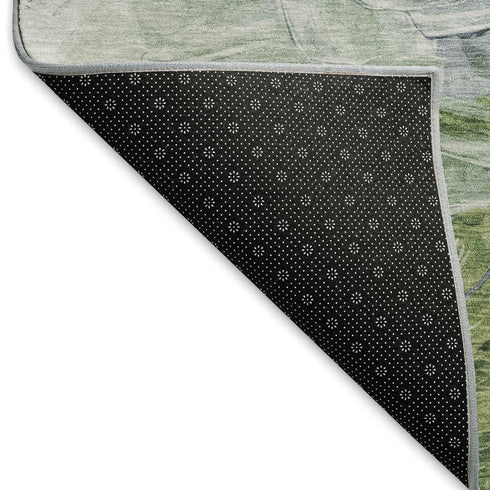 8' X 10' Purple Green And Ivory Abstract Washable Area Rug With UV Protection