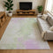 9' X 12' Artichoke Green Ivory And Lavender Abstract Washable Area Rug With UV Protection
