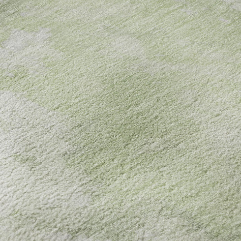 9' X 12' Artichoke Green Ivory And Lavender Abstract Washable Area Rug With UV Protection